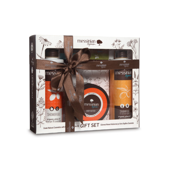 GIFT SET ORANGE & LAVENDER: ΑΦΡΟΛΟΥΤΡΟ 300ML + ΒΟΥΤΥΡΟ ΣΩΜΑΤΟΣ 250ML + ΣΑΜΠΟΥΑΝ ΣΙΤΑΡΙ & ΜΕΛΙ 300ML